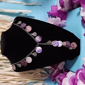 Beautiful v dip purple shale necklace gorgeous design. may have some tarnish.